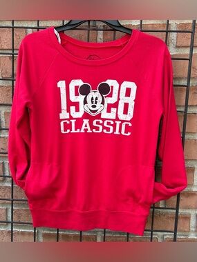 Disney Women’s Red 1928 Mickey Classic Crewneck Sweatshirt